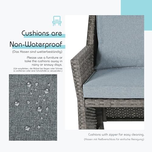 OC Orange-Casual Wicker Patio Loveseat Sofa w/Storage Ottoman - Image 4