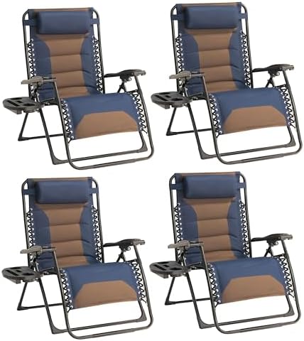 Zero Gravity Chair Set of 4 Oversized Padded Recliner by Unknown