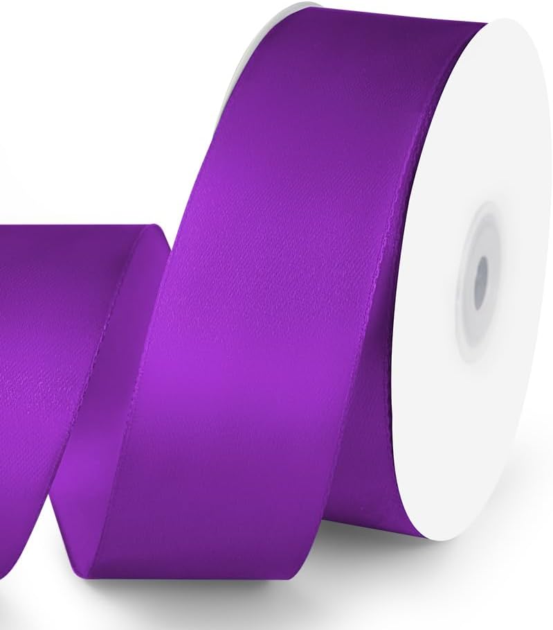 KMER LIFE 1-1/2" Wide x 50 Yards Purple Satin Ribbon - Perfect for Wedding Decor, Crafts, Gift Wrapping & Other Projects