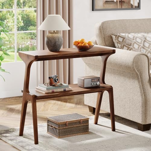 Tribesigns Set of 2 Solid Wood Side Table, 2-Tier Farmhouse End Table - Image 4