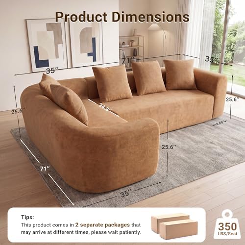 Claiks 106" Cloud Boneless Couch, Left Chaise Sofa - Image 2