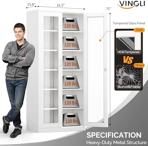 VINGLI Lockable Display Cabinet - Image 2