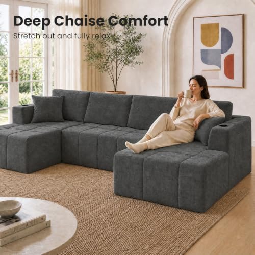 Yafylly 132 Inch U Shaped Modular Sectional Couch - Image 5