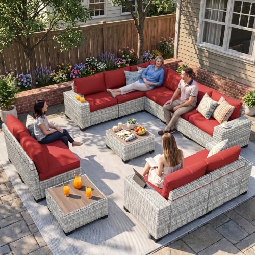 Outdoor Patio Furniture Set PE Wicker Rattan Outdoor Sectional Sofa - Image 6