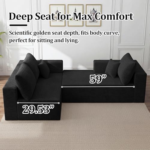 108" Modular Sectional Sofa, L-Shaped Cloud Couch - Image 5