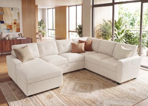 HONBAY Corduroy Sectional Sleeper Sofa - Image 3