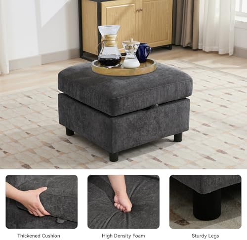 WUTUTUEE 25" Square Storage Ottoman - Image 3