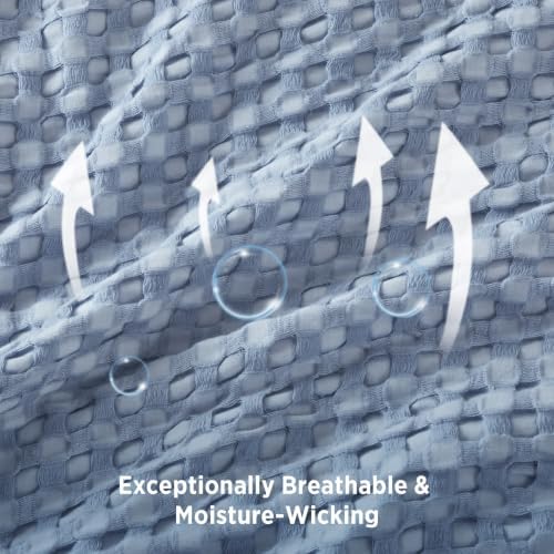 Bedsure Cooling Waffle Blanket for Hot Sleepers, Sky Blue, Oversized King - Image 6