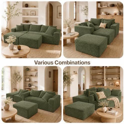Claiks 104" Boneless Couch, U-Shape Corduroy Sectional Sofa - Image 3