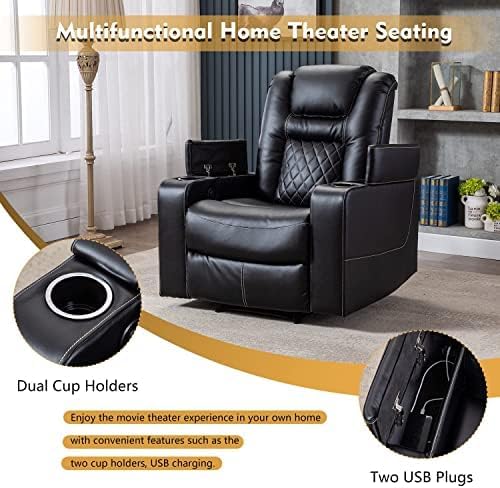 CANMOV Electric Power Recliner Chair Set of 3, Breathable Leather Home Theater - Image 4