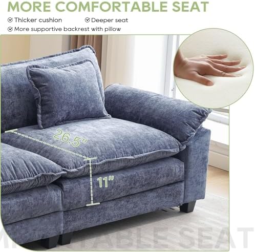 Oprisen 2 Pieces Cloud Couch Set, Upholstered Comfy Modular Sectional Sofa Deep - Image 5