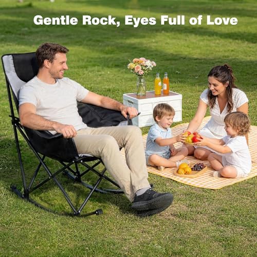 SUNNYFEEL Oversized Folding Rocking Camping Chair 2 Pack, 500lbs Grey - Image 6