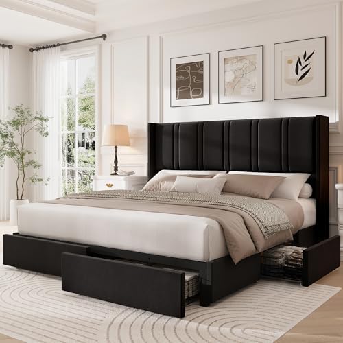 LARMACE Queen Upholstered Bed Frame by LARMACE