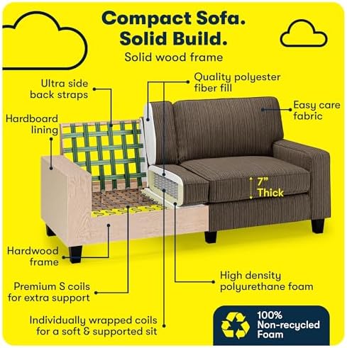 Serta Palisades 73" Track Arm Sofa, Easy Care Polyester, Soft Pillow Back - Image 5