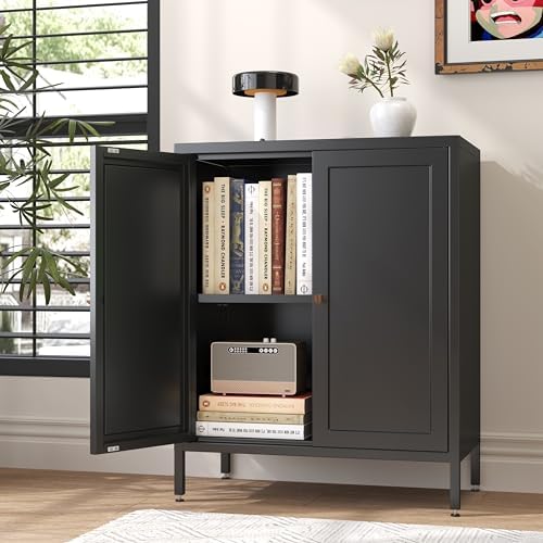 Small 2 Door Metal Storage Side Buffet Cabinet - Image 2