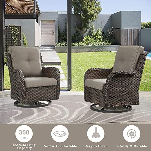 Belord 5 Piece Wicker Patio Furniture Set, Outdoor Swivel Rocker Chairs Set of 2 - Image 2