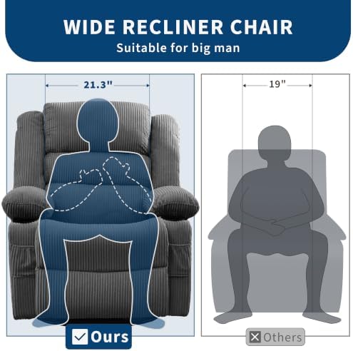 Garvee Rocking Recliner Chair for Adults Wide 360° Swivel Rocker Recliner - Image 4