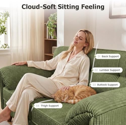 Apicizon 65" Loveseat Sofa, Corduroy Loveseat Couch - Image 4