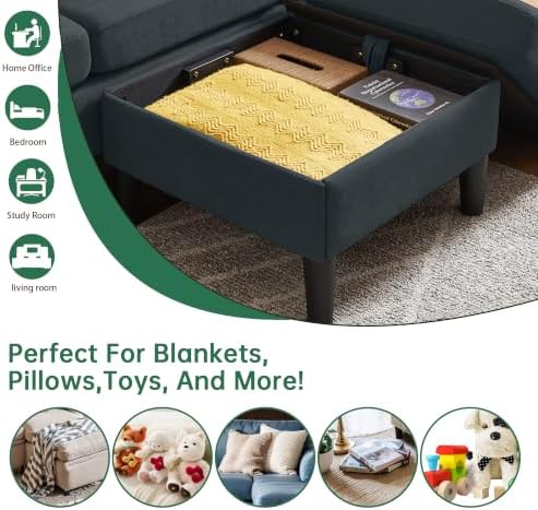 80" L Shaped Couch with Storage, Small Sectional Couches - Image 5