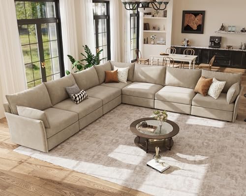 ABCASA 135.5" Oversized Modular Sectional Sofa, L Shaped Convertible Couch by ABCASA