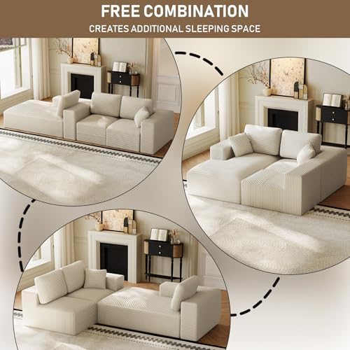 ONEMMLION 109" L-Shaped Cloud Boneless Couch Sofa - Image 6