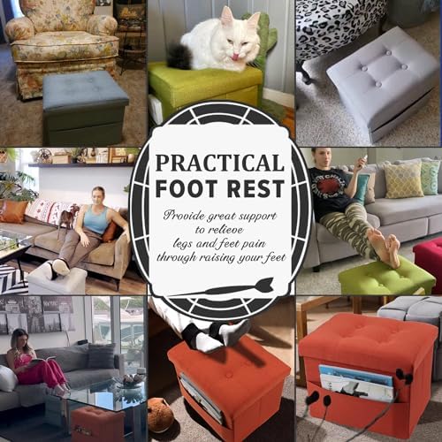 LINMAGCO Ottoman with Storage Small Foot Rest Stool Under Desk Stool Short - Image 3