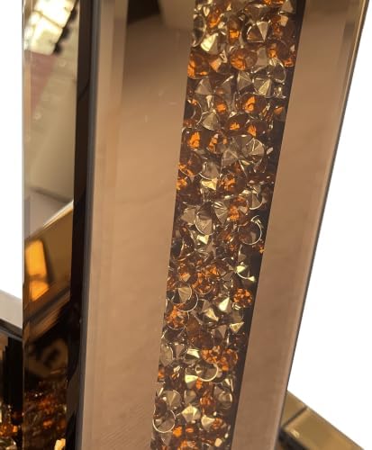Mirrored Console Table with Crushed Diamond Inlay, 35.4" W-Shaped - Image 6
