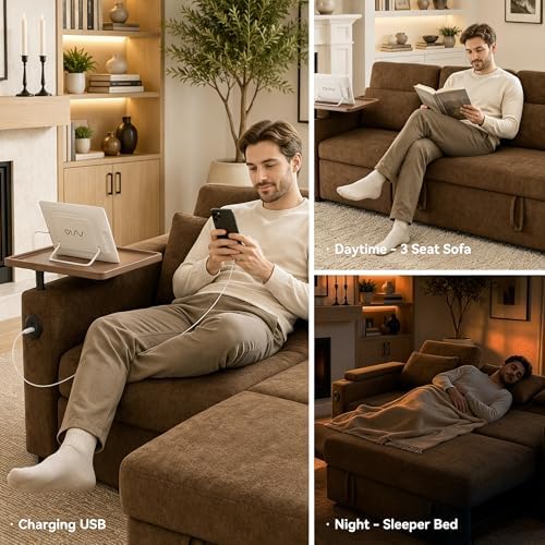 Sleeper Sectional Sofa, Adjustable Backrest and Seating, L Shaped Couch - Image 6