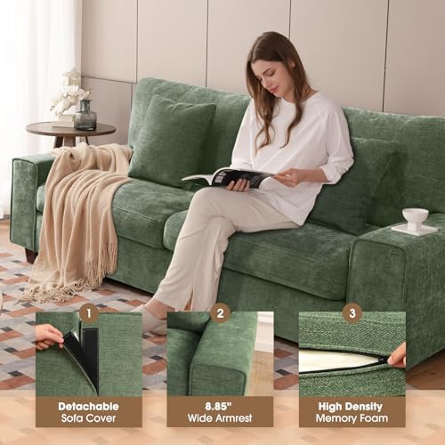 DOPEDIO 88.58" Sofa Set, Chenille Loveseat & 2 Accent Chairs - Image 3