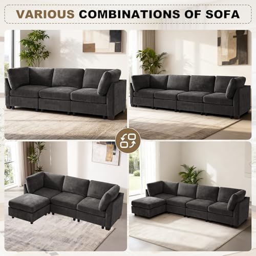 EDILLY 94 inches Oversized Modular Sectional Fabric Cloud Sofa Set, Extra Large - Image 5
