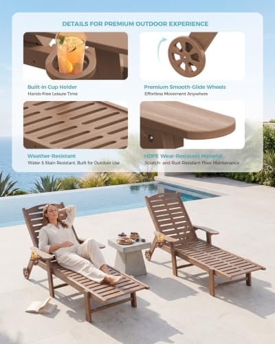 Ciokea Outdoor Chaise Lounge Chair, 5-Position Adjustable - Image 5