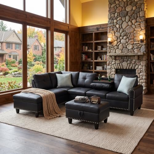 Faux Leather L-Shaped Couch Set - Image 7
