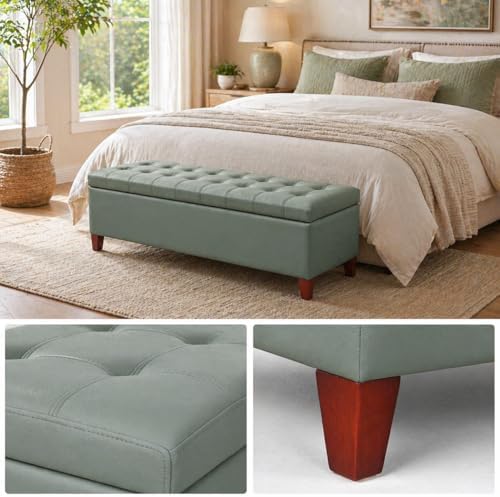 Ottoman with Storage 51 Inch Faux Leather Storage Bench - Image 4