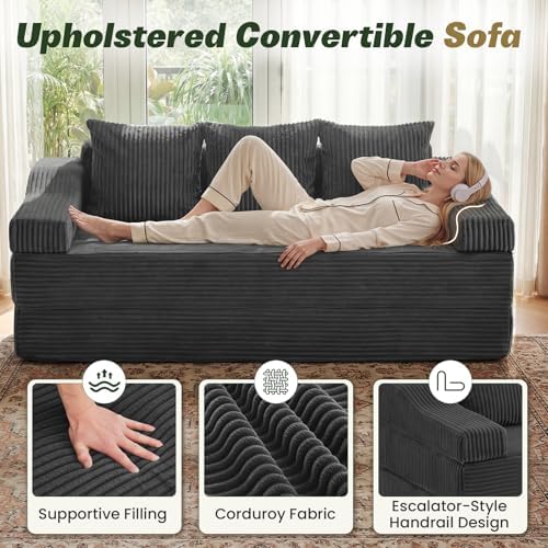YOUDENOVA 78.7" Folding Convertible Sofa Bed, Boneless Sleeper Sofa Couch - Image 3