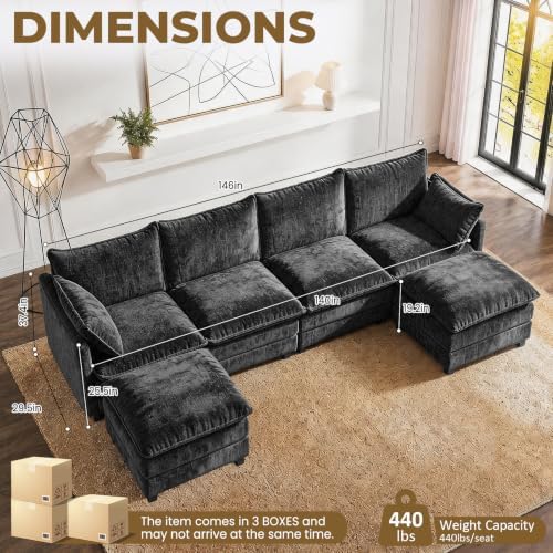 LEVELEVE 146" U-Shape Modular Sofa - Image 2