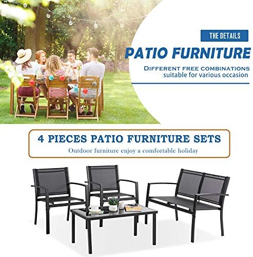 Vongrasig 4 Pieces Patio Furniture Sets, Outdoor Patio Conversation Sets - Image 7