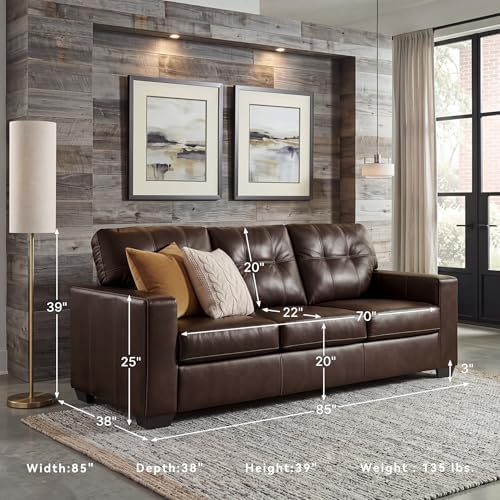 Signature Design by Ashley Santorine Transitional Tufted Leather Match Sofa - Image 3
