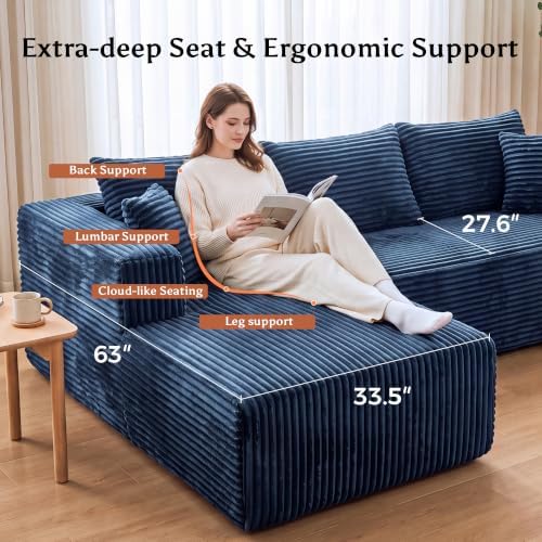 118" U Shaped Boneless Couches for Living Room, Modular Sectional Sofa - Image 5