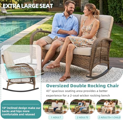 MEETWARM Outdoor Double Rocking Chair - Image 2