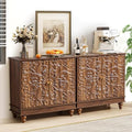 Set of 2 31" Accent Storage Cabinets, Floral Embossed Sideboards by WelcometoFurnitureSalon