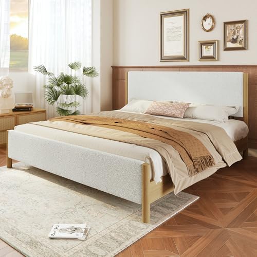 Christopher Knight Home Bettine King Size Bed, Boucle King Headboard Bed - Image 5