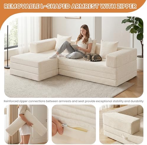 96" Boneless Couch for Living Room, Oversized Modular Sectional Sofa Bed - Image 6