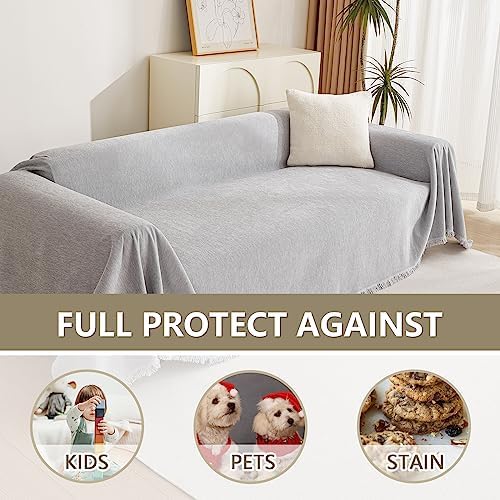 MYSKY HOME Couch Cover for Pets Light Grey Couch Covers for 2 Cushion Couch - Image 4