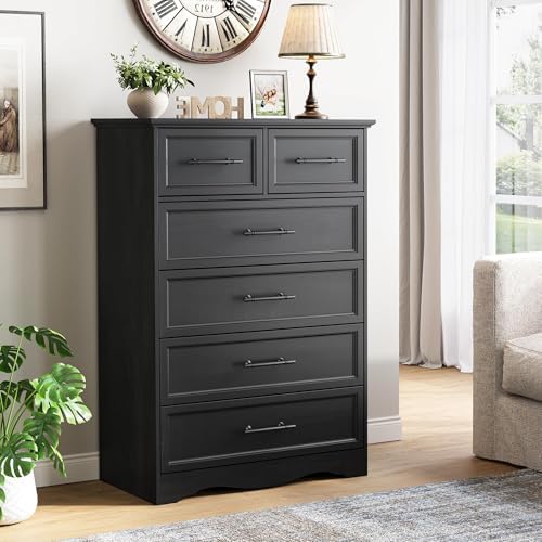 YANSNWO Black 6 Drawer Dresser for Bedroom - Image 2