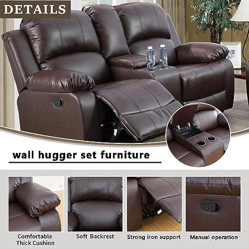 A Ainehome Living Room Furniture Set Leather Recliner Sofa Set Loveseat Chair - Image 3