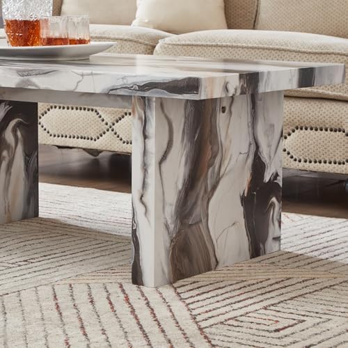 Roundhill Furniture Cavira Modern Faux Marble Living Room Coffee Table - Image 6