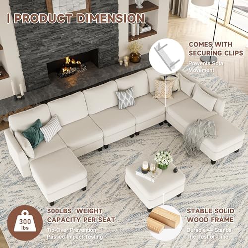 Mangodan Modular Sectional Sofa, 6 Seat Modular Sleeper Sofa Couch - Image 6