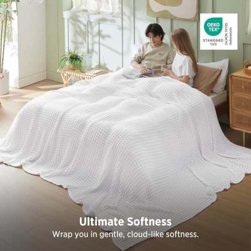 Bedsure Cooling Waffle Blanket for Hot Sleepers, Oversized King - Image 4