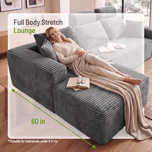 96" Boneless Couch, High Back Support L Shaped Oversized Living Room Sofa - Image 6