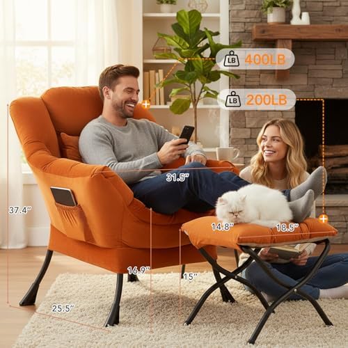 Lazy Chair with Ottoman, Comfy Reading Chair - Image 3